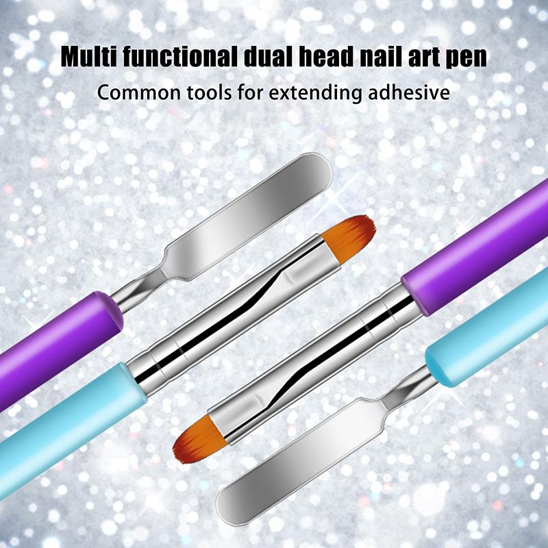 Poly Gel Brush Pen Dual Ended 2 In 1 Design Nail Brush And Spatula Stainless Steel Gel Nail Brush For Nails Extension Gel