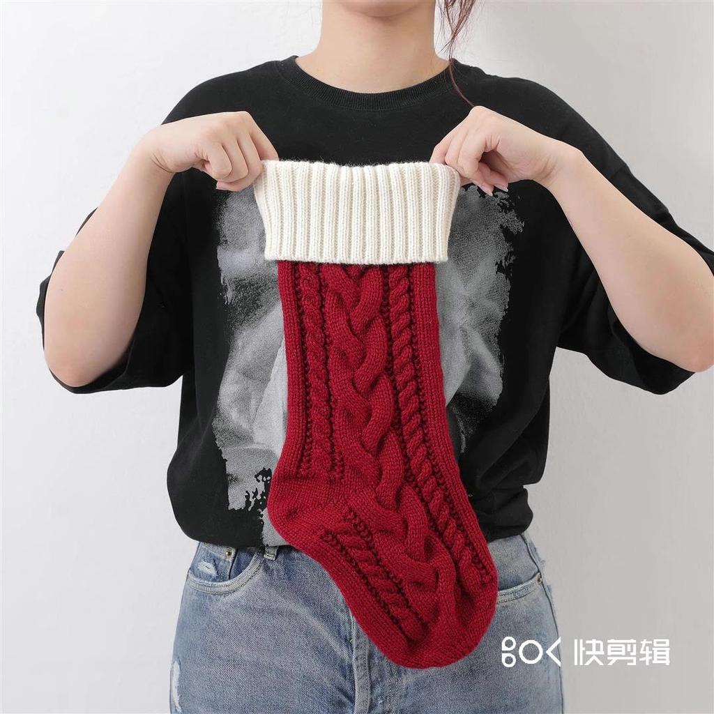 18 Inch Large Christmas Stocking,Knitted Xmas Compression Stocking For Kids,Hanging Stocking For Candy Gift Christmas Decoration