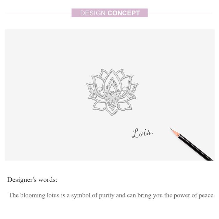 Bamoer 925 Sterling Silver Blooming Lotus Charm Bead for Original 3mm Bracelets & Necklaces, Women Unique Elegant Temperament Jewelry