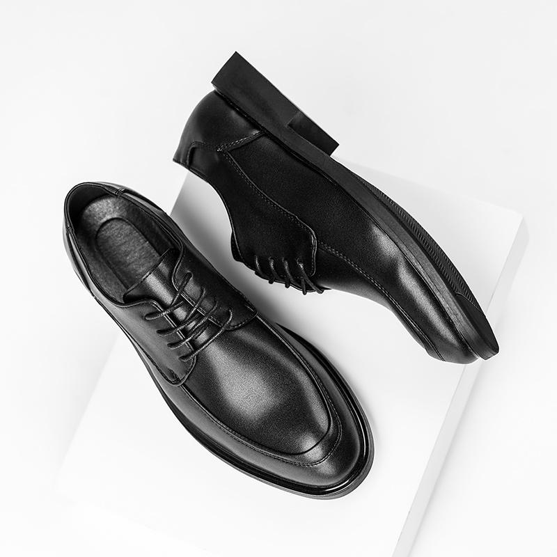 Men'S Casual Shoes Fashion Leather Shoes Lace-Up Breathable Leather Shoes Men Dress Shoes Business Shoes Black Work Shoes JZ-577