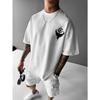 European sizes Men's Y2K Compass & Raven Print T-Shirt - Loose Fit Round Neck Short Sleeve Summer Top, Breathable Casual Shirt Suitable