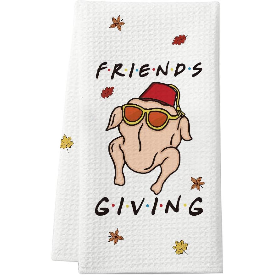Friendsgiving Towel, Funny Thanksgiving Kitchen Towel Decor, Friendsgiving Bathroom Hand Towels, Thanksgiving Gifts for Women Men Fans, Cute Friends