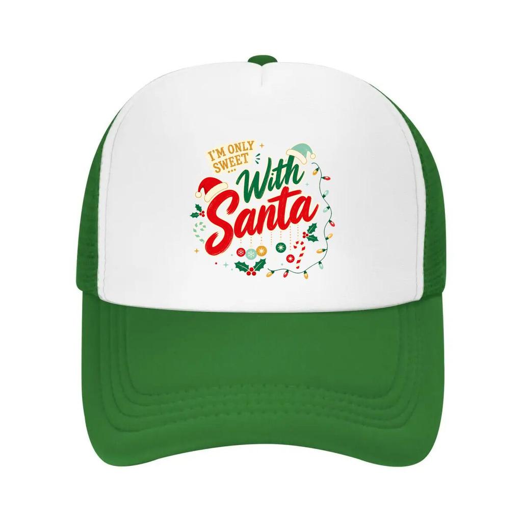 Sassy Christmas Santa Quote Typograp Mesh Baseball Cap Casual Hat Outdoor  For Womens Unisex FeUnisex