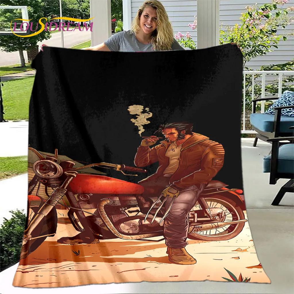 Retro Vintage Motorfiets schedel Zachte Pluche Deken, Flanellen Deken Worpdeken voor Woonkamer Slaapkamer Bed Sofa Picknick Deksel