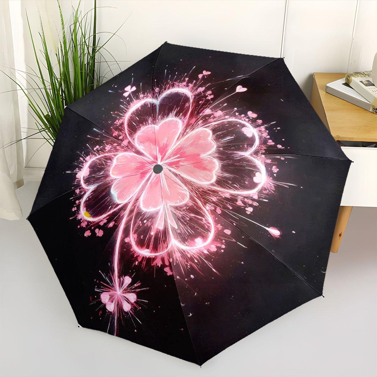 1pc A glowing pink flower pattern. Portable collapsible design, casual outdoor accessory, for all seasons, Christmas birthday