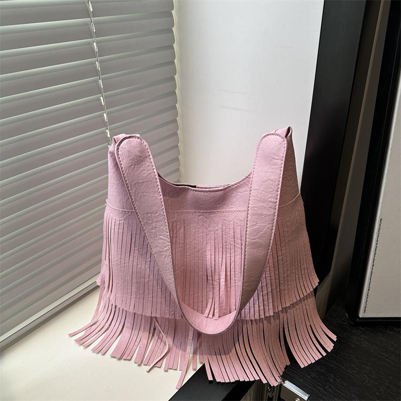 Summer New Niche Tassel Large Capacity Retro Casual Shoulder Underarm Tote Bag Women's Bag