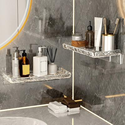 Bathroom Storage Rack Clear Acrylic Ripple Design Easy To Clean Space-saving Wall Mounted Soap Organizer for Bathroom