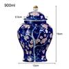 Tea Canister Storage Pot Display Tank Floral Arrangement Ceramic Flower Vase Ginger Temple Jar for Kitchen Dining Room Coffee
