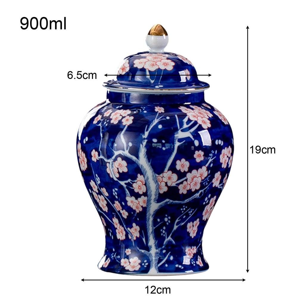 Tea Canister Storage Pot Display Tank Floral Arrangement Ceramic Flower Vase Ginger Temple Jar for Kitchen Dining Room Coffee