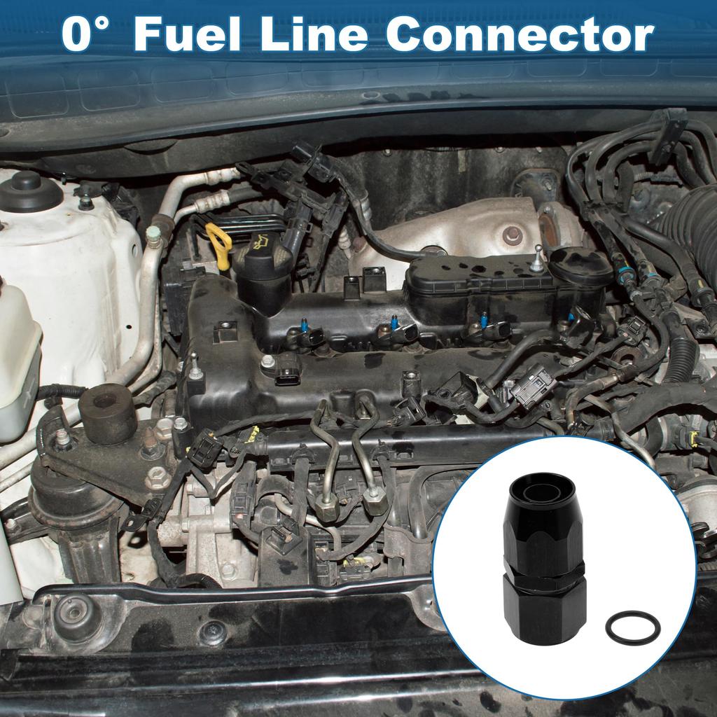 A ABSOPRO Female Flare Reducer Hose Fitting Adapter TF-1001-AN10 0° Fuel Line Connector with Aluminum O-Ring Black