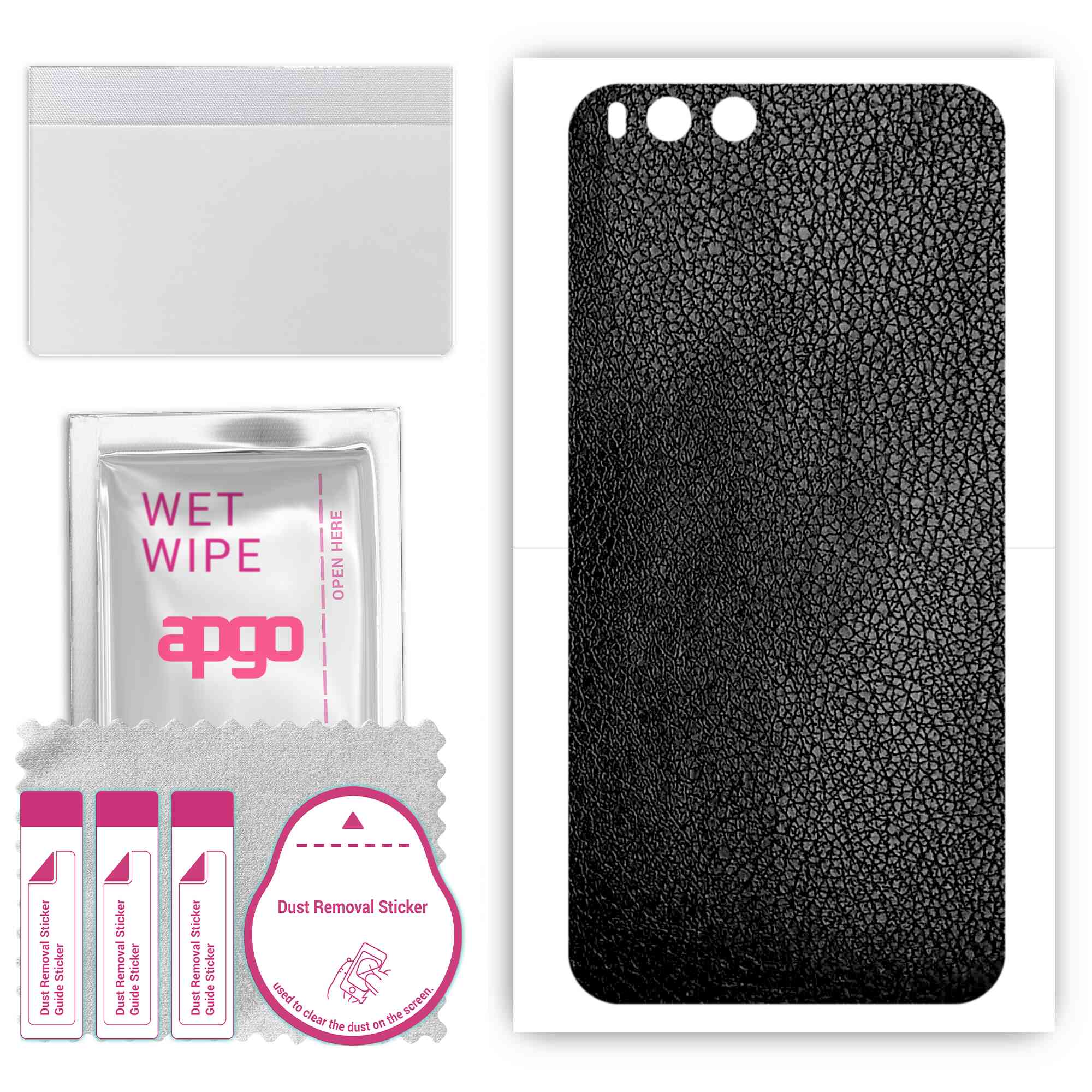 

Apgo Protective Skin Sticker для задньої панелі, сумісної з Xiaomi Mi Note 3, Wrap Film, Foil, Vinyl - Pattern Black Leather