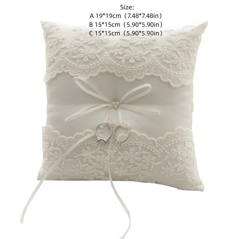 Embroidery Ring Bearer Pillow White Wedding Ring Pillow  Wedding Ceremony Accessory