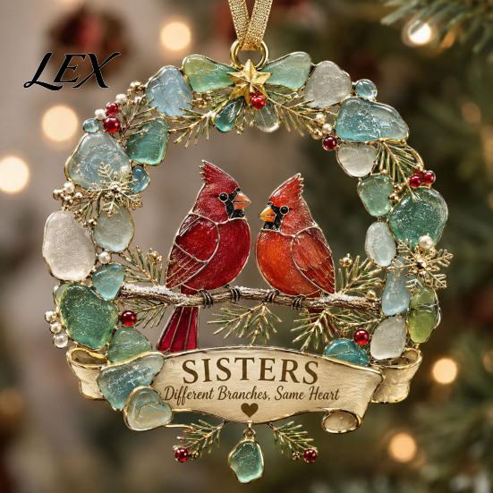 Holiday Atmosphere Decorations Sea Glass Family Ornament, Mother Daughter Sisters Acrylic Hanging Decoration, Home Is Festival Gift Ideas Where