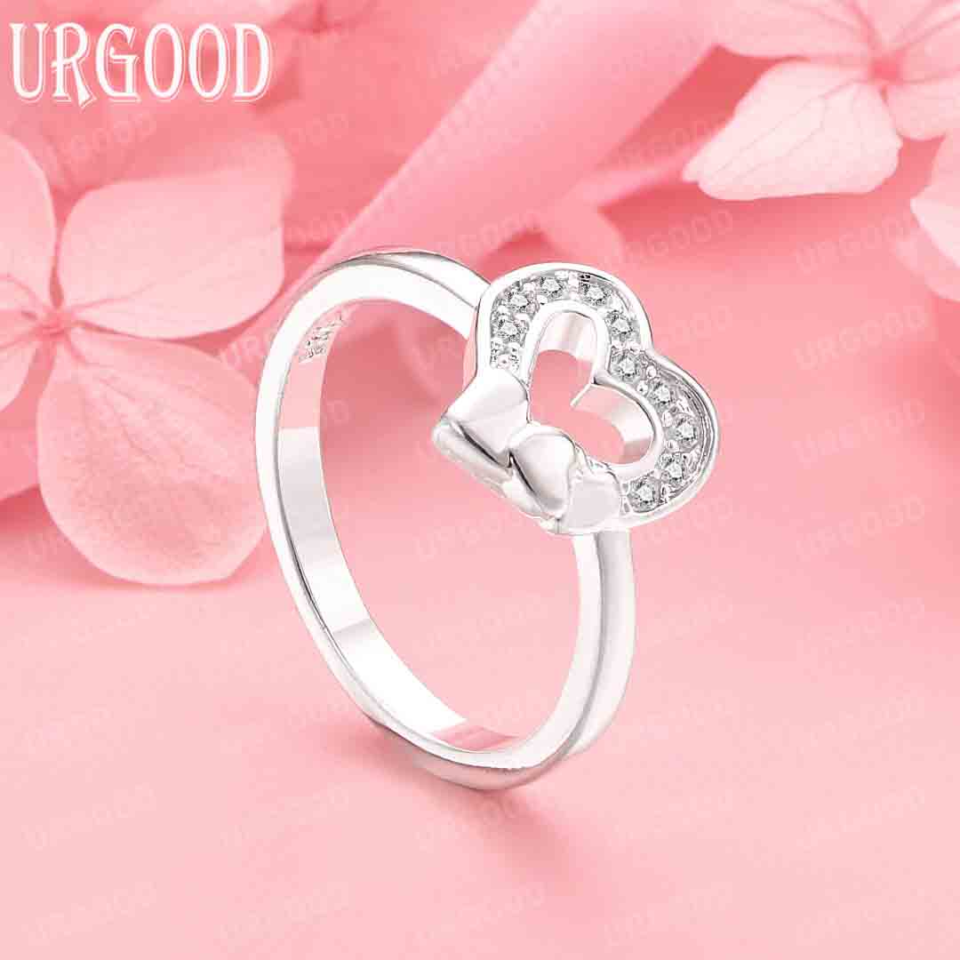 

925 Sterling Silver Jewelry Heart AAA Zircon Ring 7#