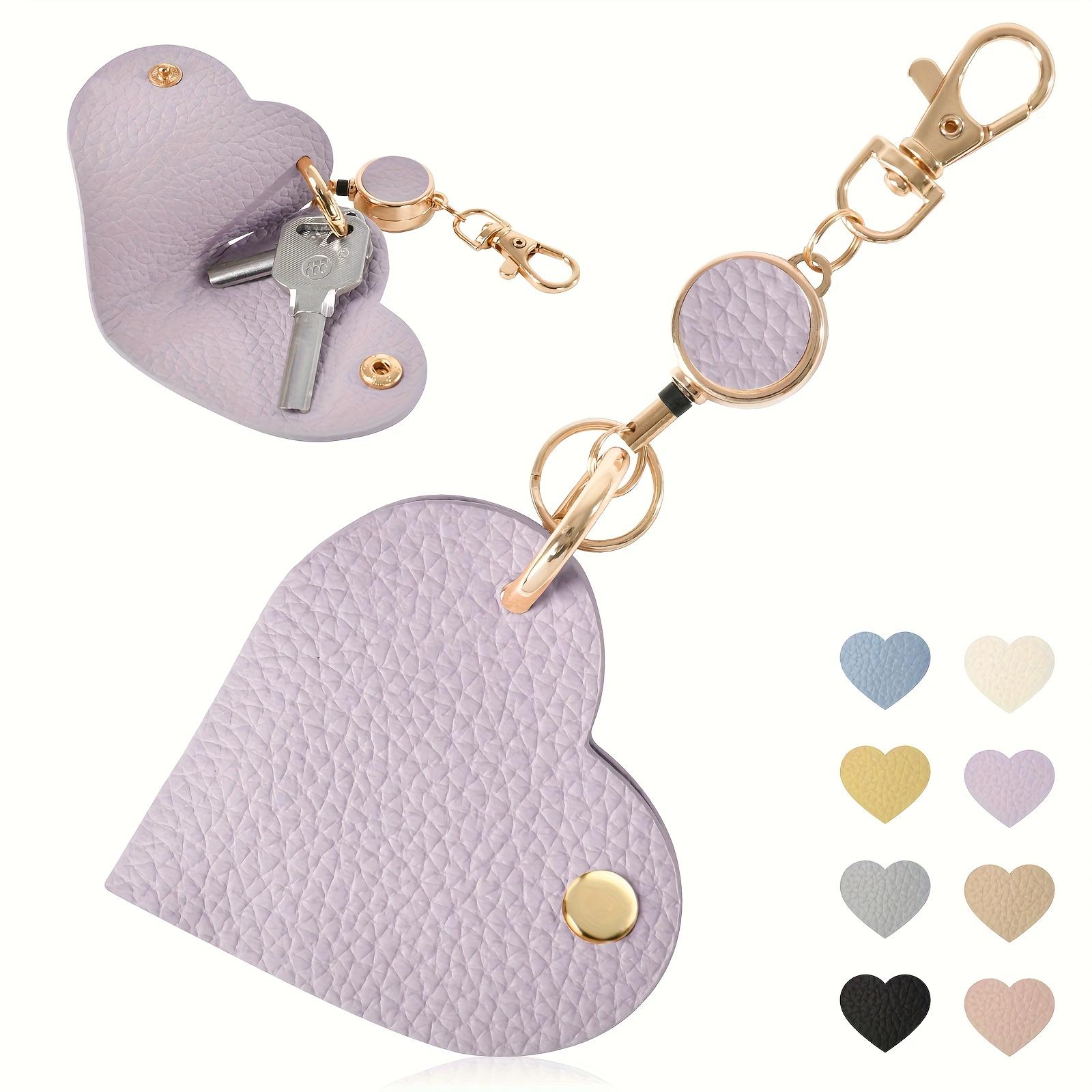

Simple and Versatile Heart-shaped Leather Keybag. Scalable and Easy To Pull Key Bag, Portable Car Key Bag фиолетовый