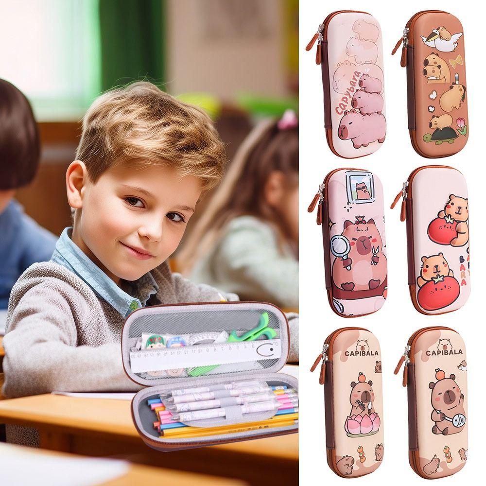 

3 Layers Pen Box 3D Pencil Bag Cute Capybara Pencil Cases Students Supplies 05