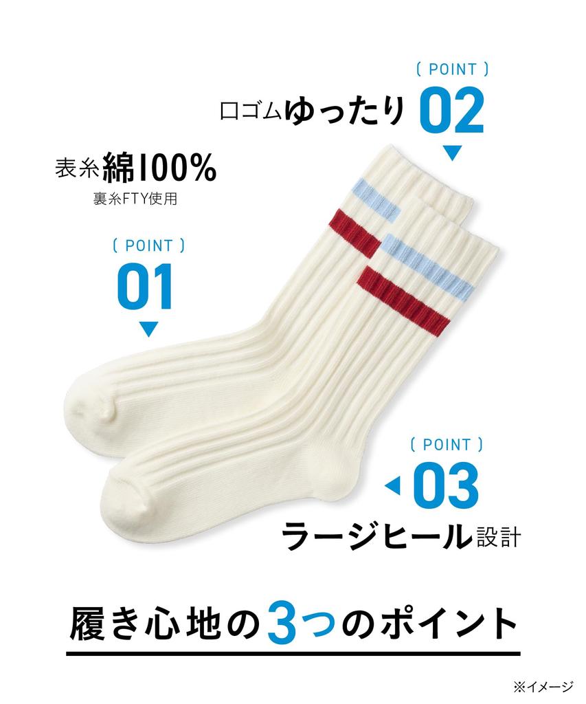 Okamoto Cotton Ribbed Striped Socks for Men and Sizes Assortment 1 +5% Women, 2-Pair Set, Spring/Summer Fit, 24.0cm-26.0cm,