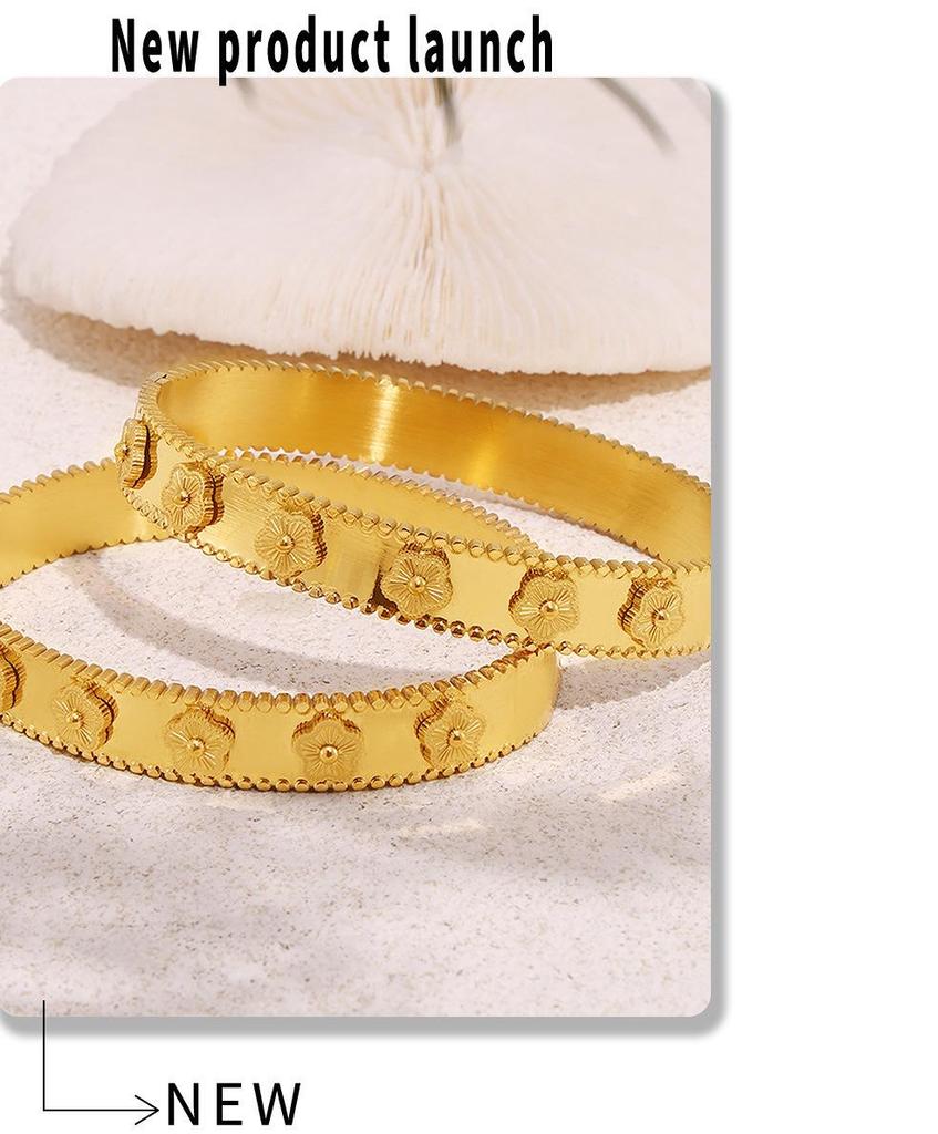 Exquisite Temperament Kaleidoscope Ring & Flower Bracelet Set in 18K Gold-Plated Titanium Steel