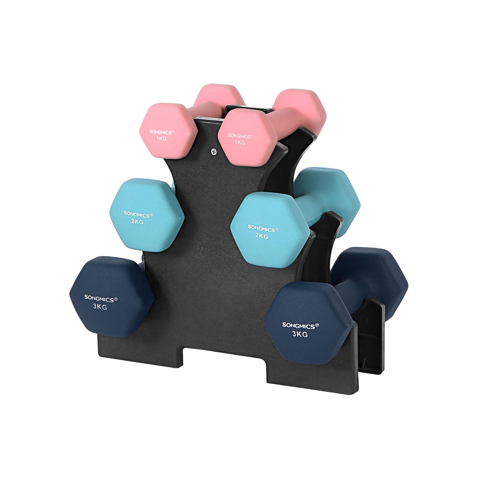 SONGMICS Hex Dumbbells Set with Stand