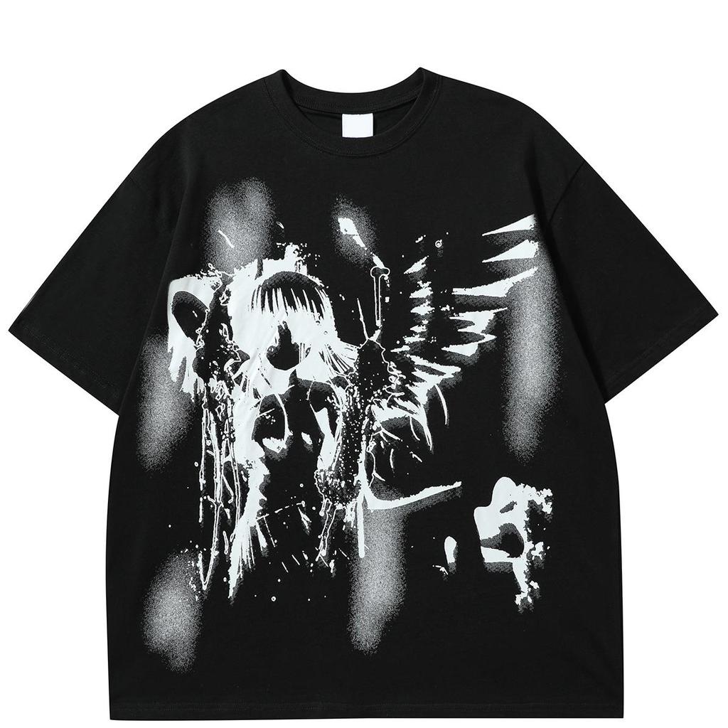 Streetwear Cartoon Graphic Unisex T-Shirt Cotton Tshirt Unisex Tops Tees Summer Short Sleeves T Shirt