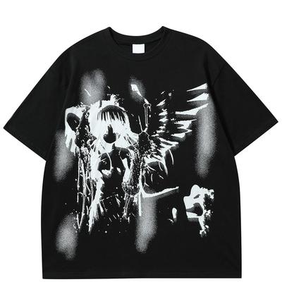 Streetwear Cartoon Graphic Unisex T-Shirt Cotton Tshirt Unisex Tops Tees Summer Short Sleeves T Shirt