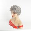 Premium Synthetic Short Grey Wig for Women Natural Wigs with Bangs Mother Gift Soft Old Lady Costume Daily Cosplay Grandma Use