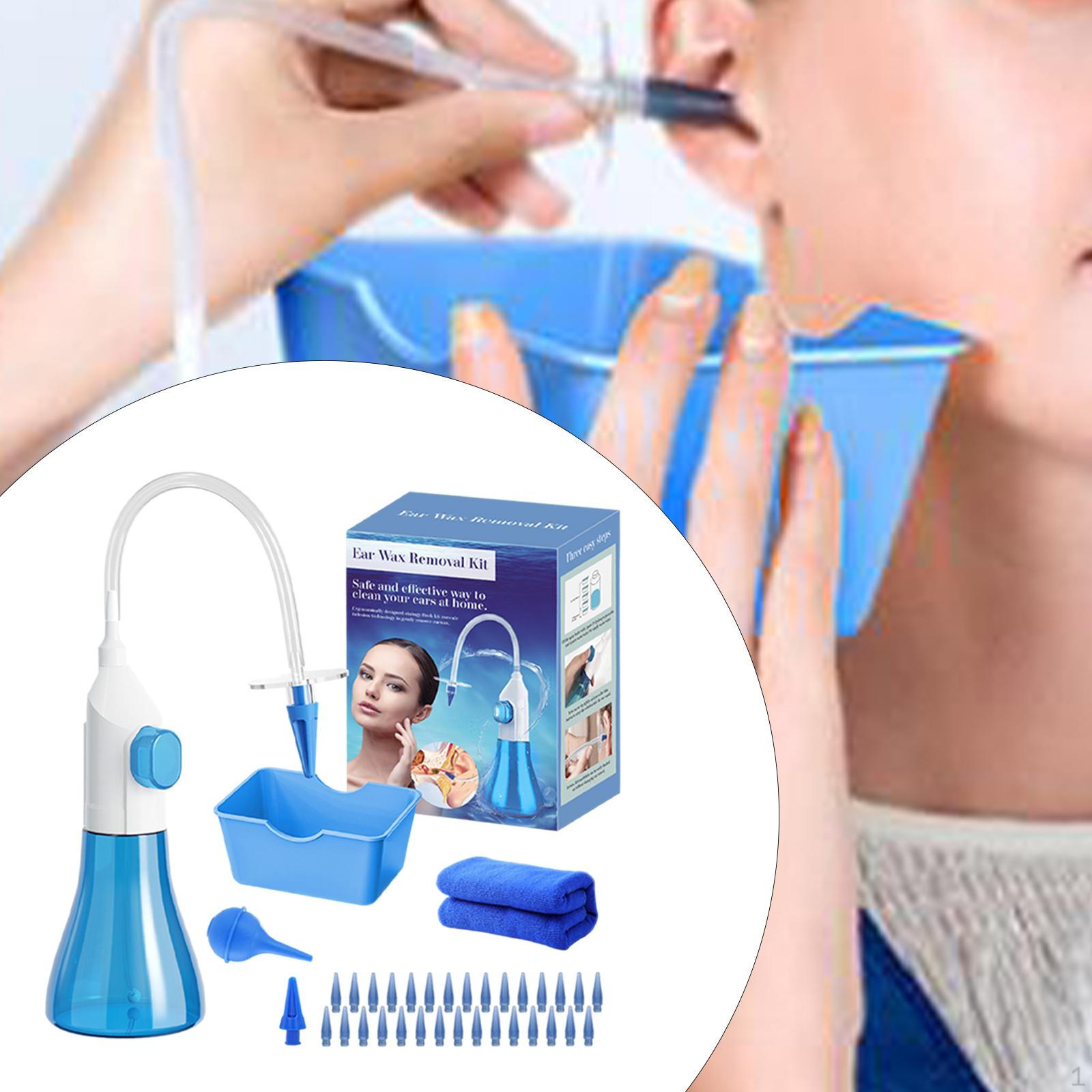 

Набір для видалення вушної сірки Іригаційна промивна система з 1 кулькою для вбирання води рушником синій