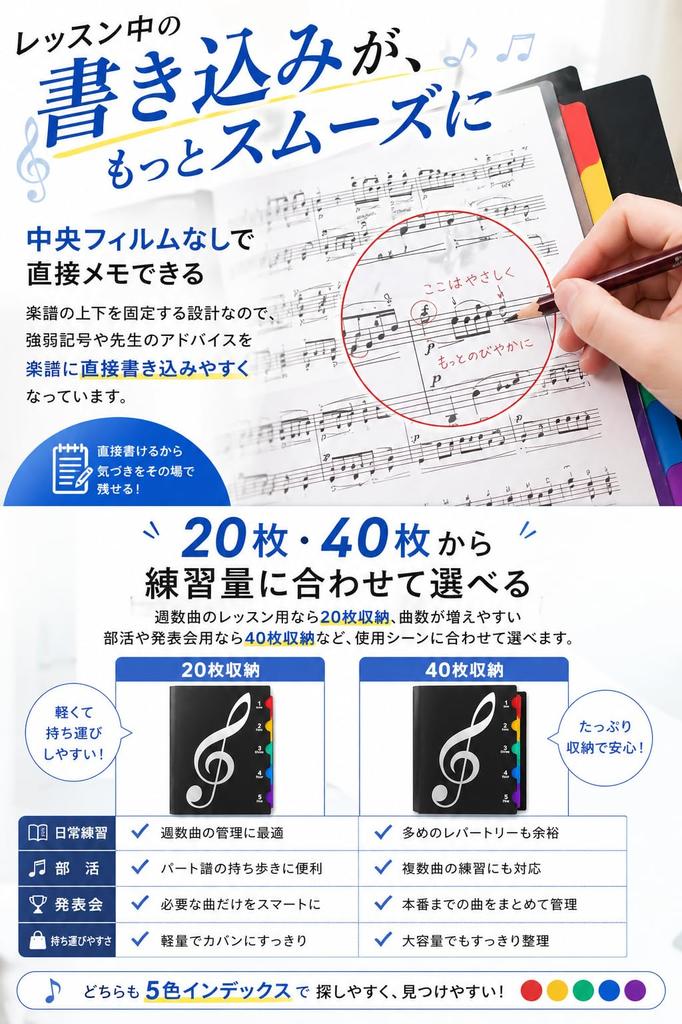 fogman Music Sheet Music Sheet Music Sheet Music Lesson A4 for Wind Writable 20 File, File, Case, Holder, File, Size, Black, Ensemble, (Holds Sheets)
