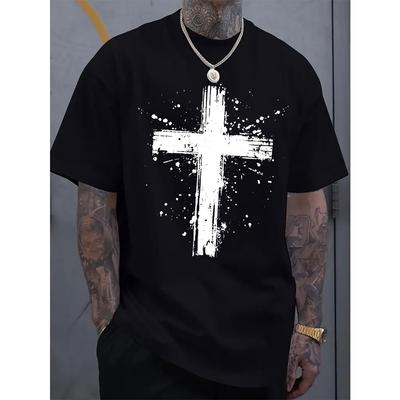 Europäische Größen Bedrucktes T-Shirt, Herren T-Shirt, Urban Casual Kurzarm Rundhals T-Shirt, Geeignet für Sommer, Frühling und Herbst