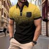 Camouflage Print Half-Zip Short Sleeve Polo Shirt, Stylish Casual Top