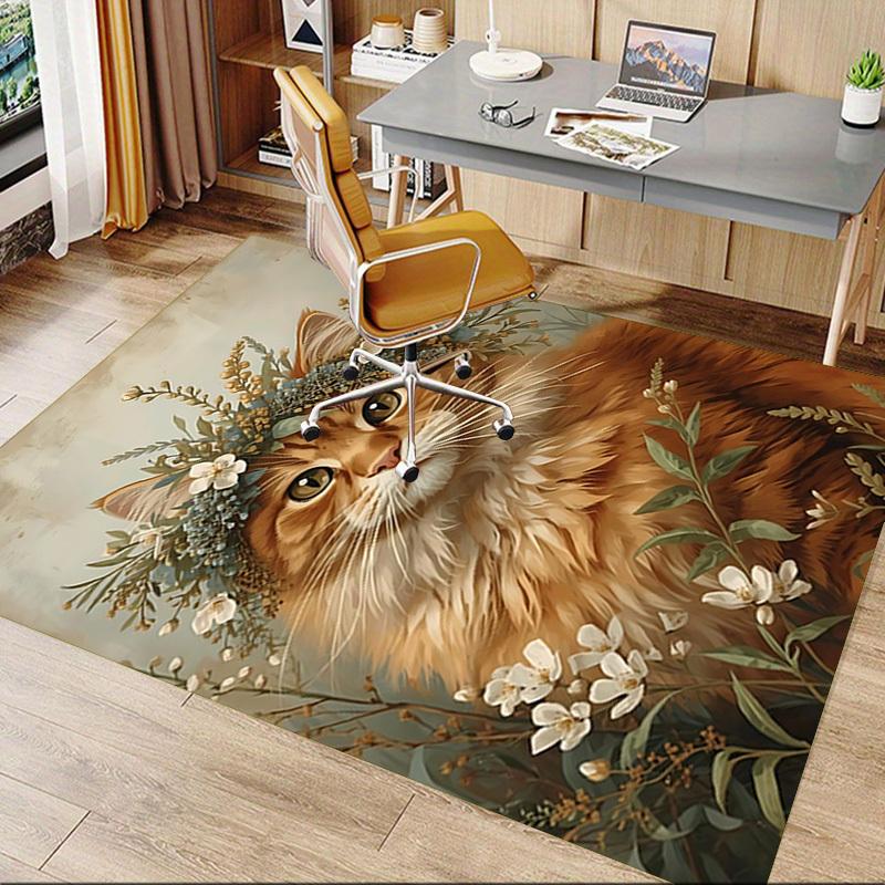 1pc cat flowers Carpet Office Rug Outdoor Mat Home Decor Area Carpet Festival Gift Office desk chair carpet