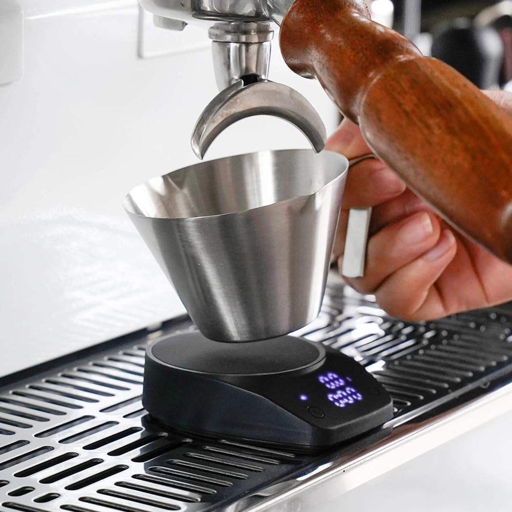 Watchget Espresso Shot Cups, 2-Pack, Stainless Steel, Double Spout, Dual Scale, Measuring Cup with Handle, 3.4ml100ml Capacity, Coffee Espresso