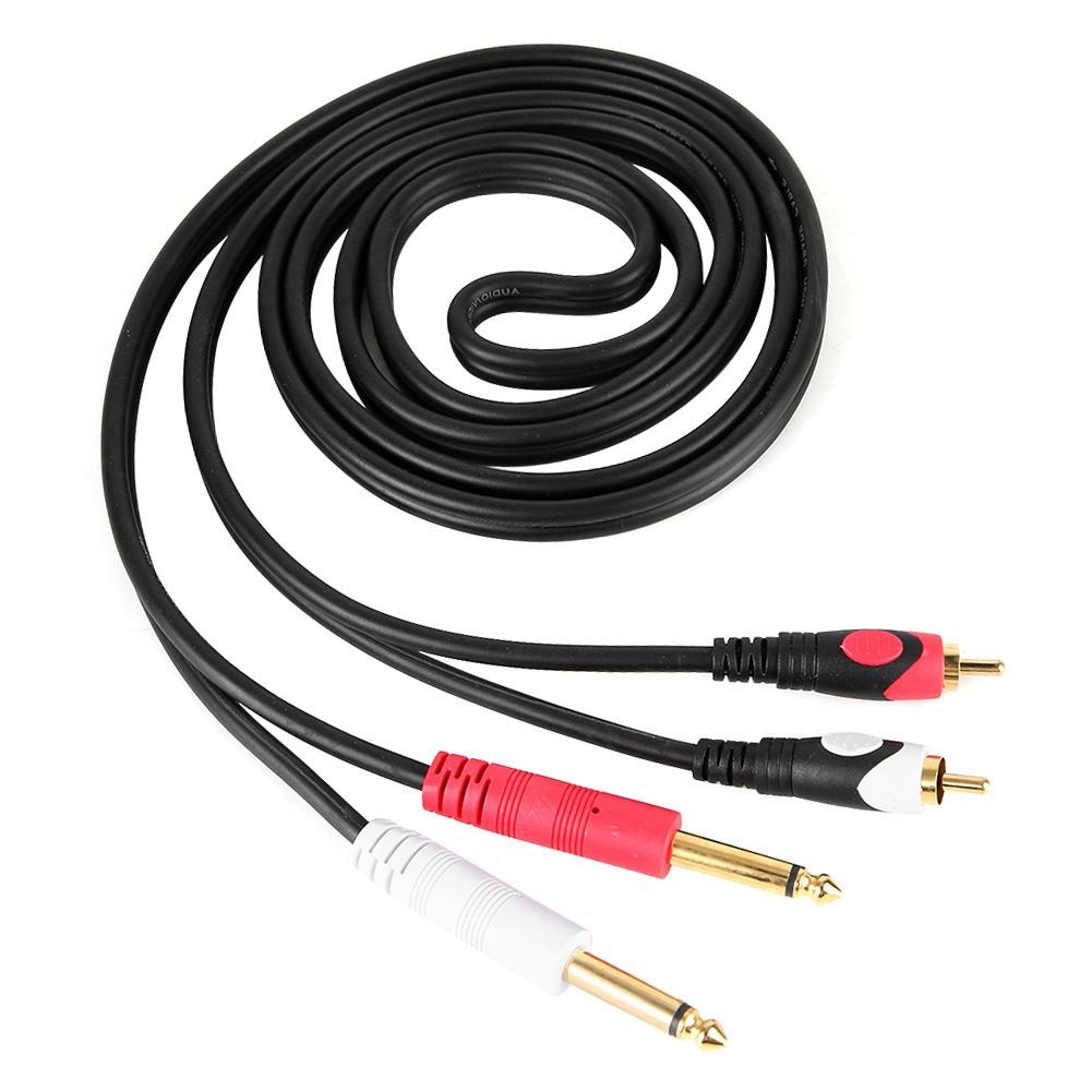 For 2RCA To Double 6.35 Interface Audio Guitar Line Dual Male Jack Cable