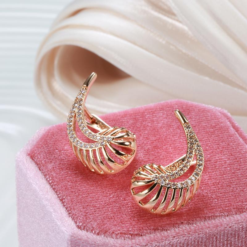 Kinel Rose Gold Water Drop Örhängen För Kvinnor Vit Zirkon Inställning