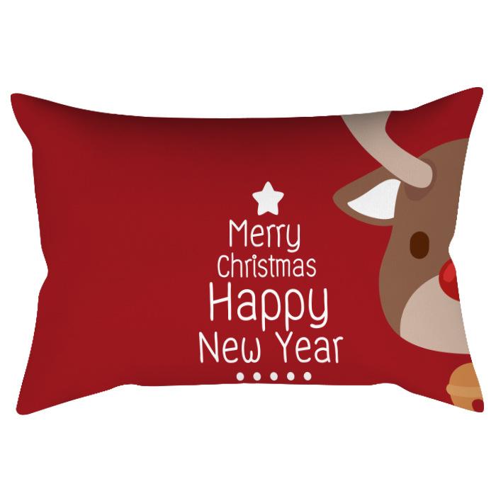 Weihnachten Bedruckter Pfirsich Samt Taillenkissenbezug Weihnachtsmann Schneeflocke Heimdeko Feiertags-Kissenbezug Dekokissen