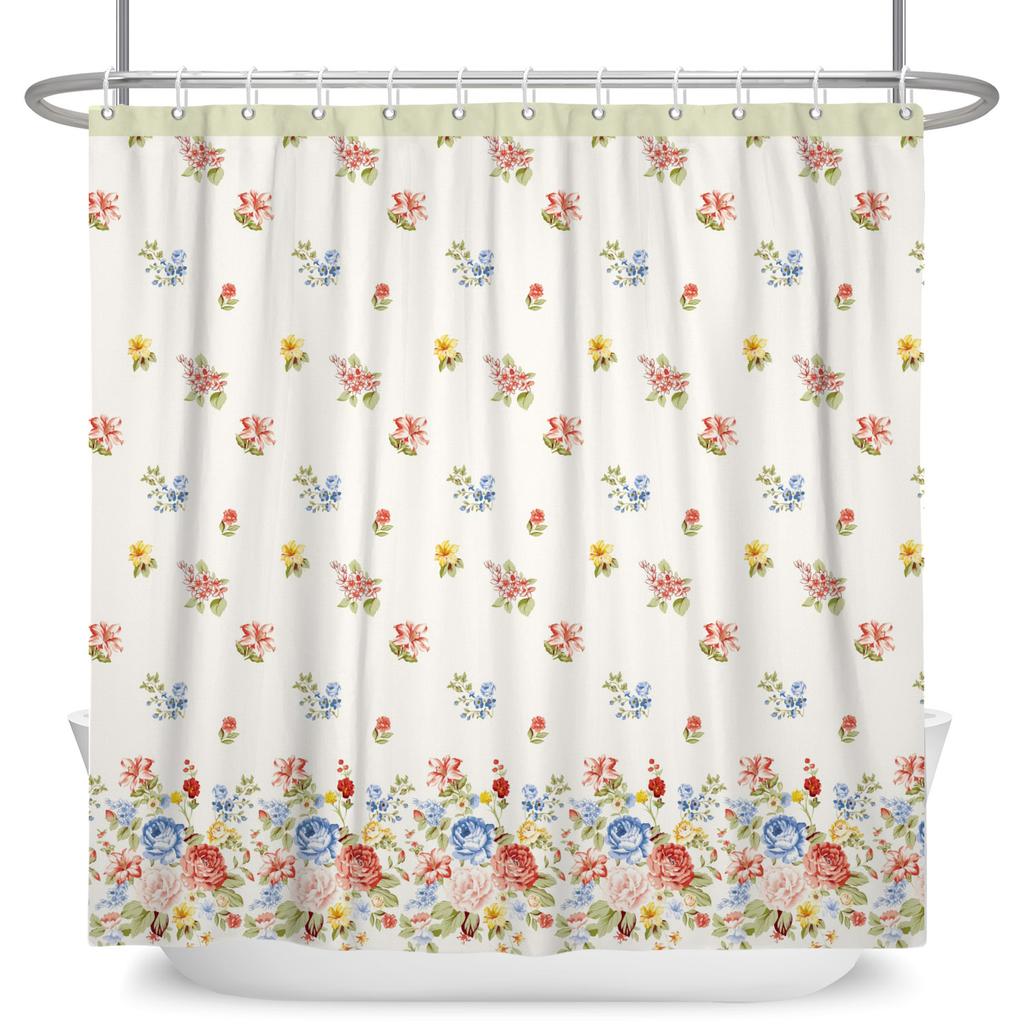 Watercolor Green Leaf Shower Curtain Floral Plant Botanical Print Waterproof Bath Curtain For Bathroom Decor Polyester With Hook