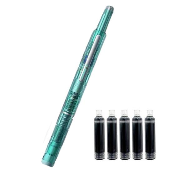Zatahovací plnicí pero 0,38 mm Černý inkoust Jemný hrot Sada per s průhledným tělem a 5 inkoustovými náplněmi pro kaligrafii, psaní deníku, čmárání, skicování