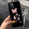 Custodia Per Apple iPhone 14 11 13 7 12 Pro 7 XR XS Max 8 Plus 6 14Pro Nera Morbida Telefono Coque Funda Rosa Bellezza Farfalla