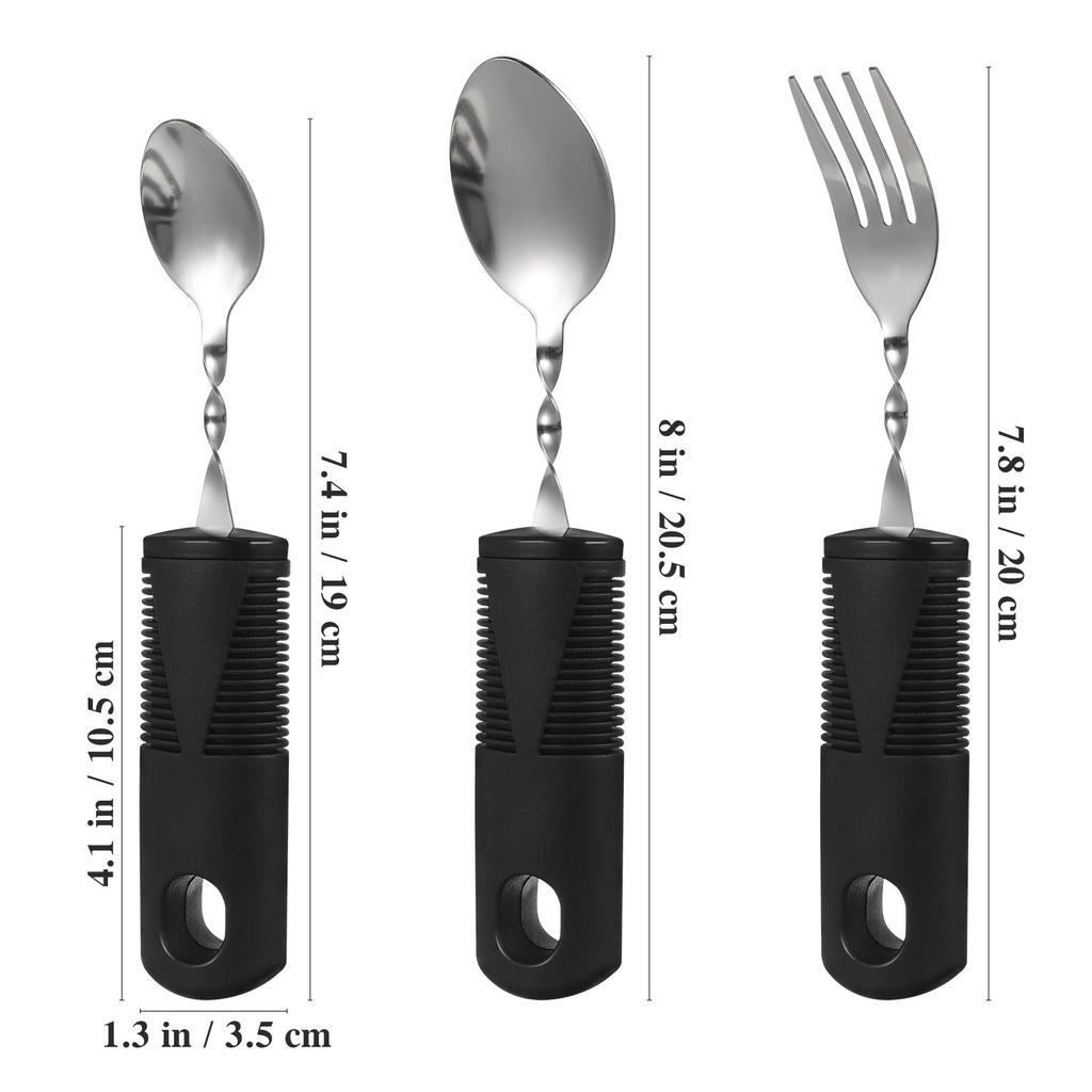 3 Pcs Disability Dining Aids Elderly Utensils Weighted Silverware Adaptive Tableware for Rubber Disabled Cutlery The