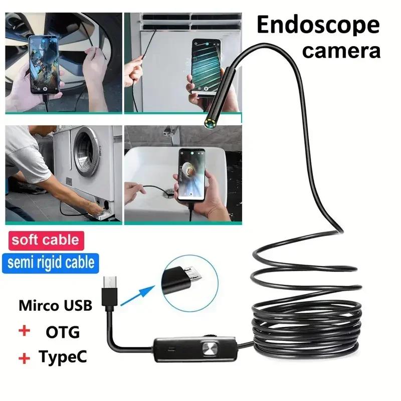 Nowa kamera endoskopowa 8mm 1080P HD Endoskop USB z 8 diodami LED 1/2/5M Elastyczny kabel Wodoodporny boroskop inspekcyjny dla Androida PC