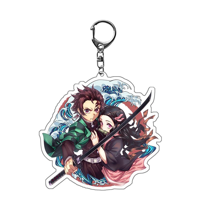 Anime Demon Slayer Kimetsu No Yaiba Llavero Anillo Dibujos Animados Kamado Tanjirou Kamado-Nezuko Tomioka Giyuu Figura de Acción Modelo Regalo