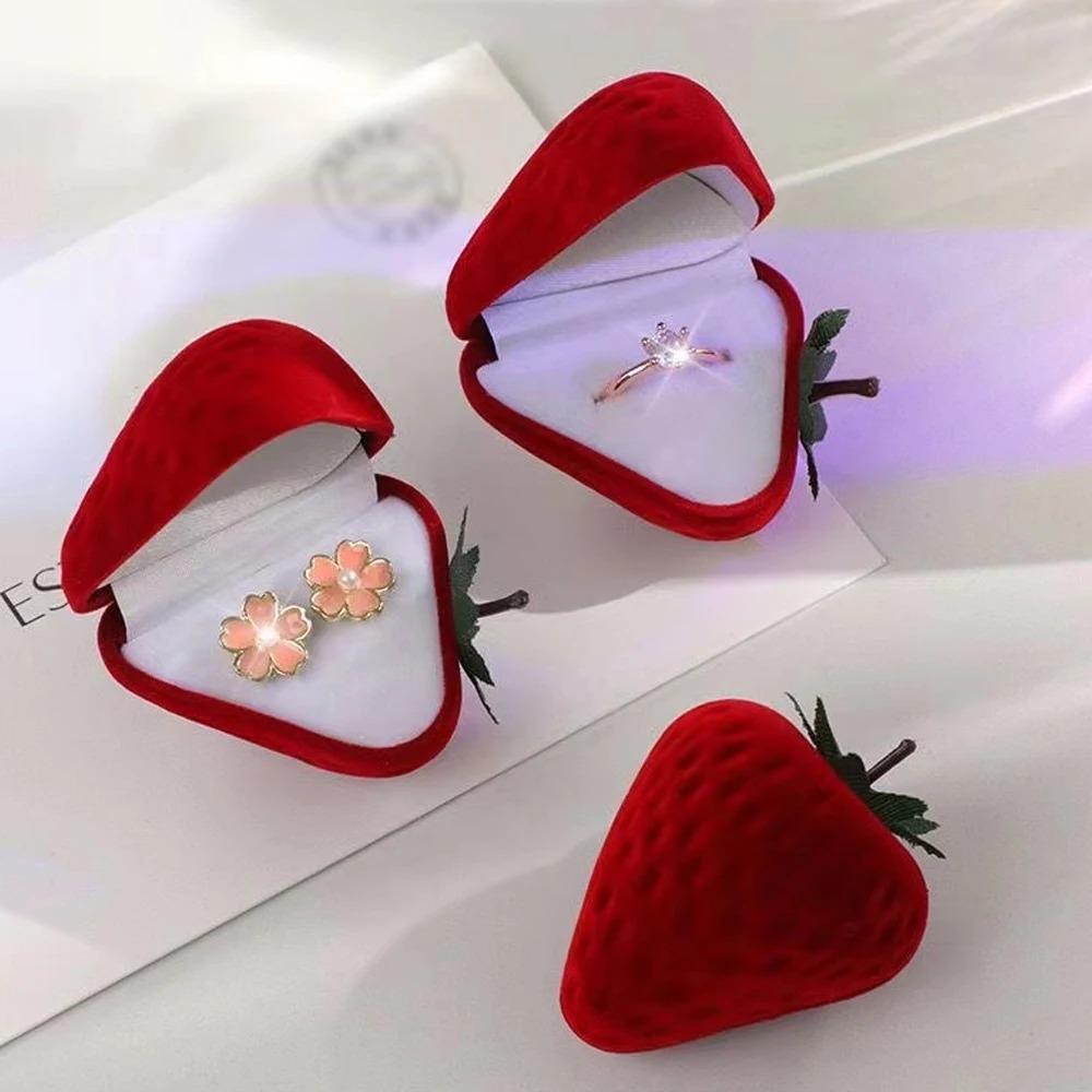 Popular Strawberry Ring Box Cute Red Ring Box Strawberry Jewelry Boxes  Valentine's Day