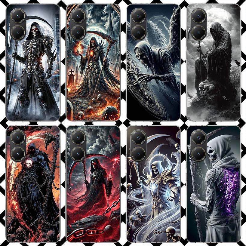 Death Grim Reaper Skull Scythe Phone Case for Xiaomi Poco F7 Ultra X7 X6 X5 Pro X4 Gt M8 M7 Redmi 15 15C 13 13C 12 12C Soft Cove