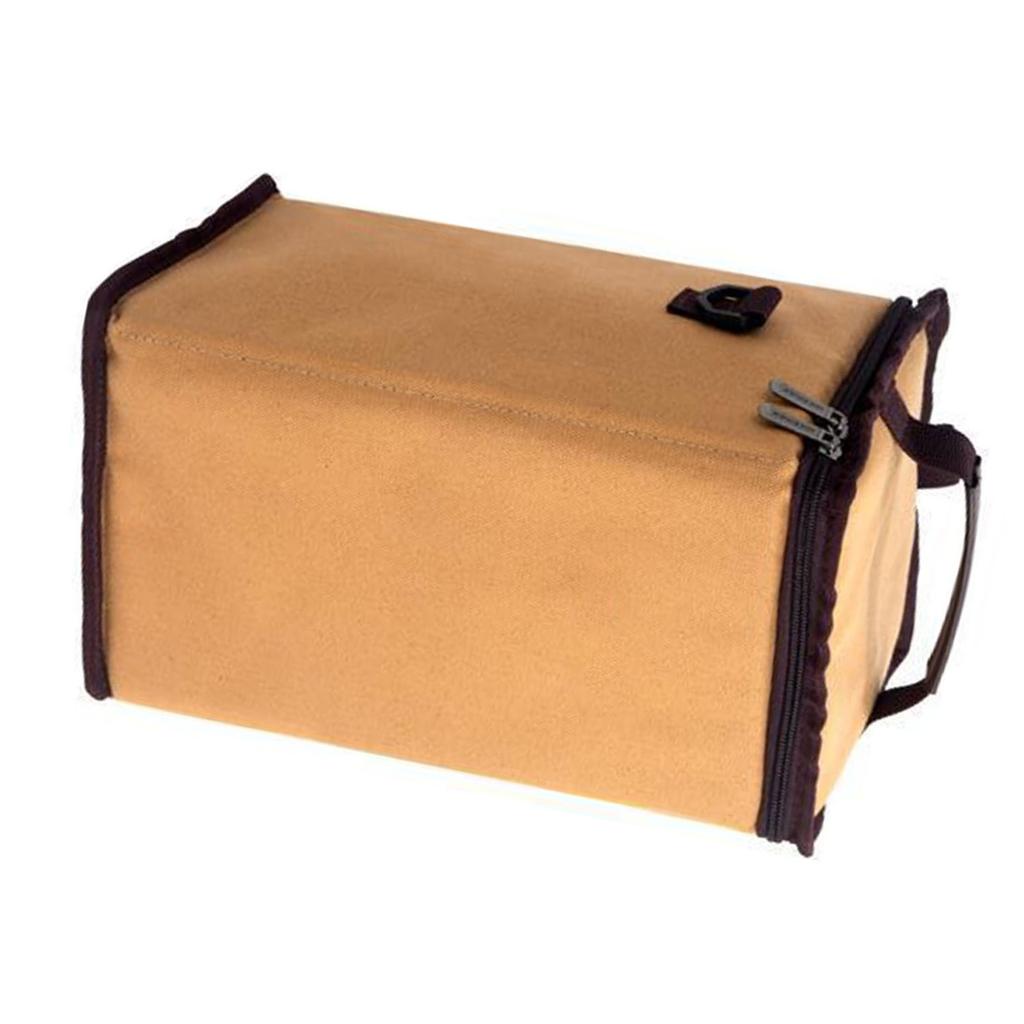 Camping Light Storage Bag Canvas Large Capacity Outdoor Camping Lamp Bag with Detachable Shoulder Strap Small Square