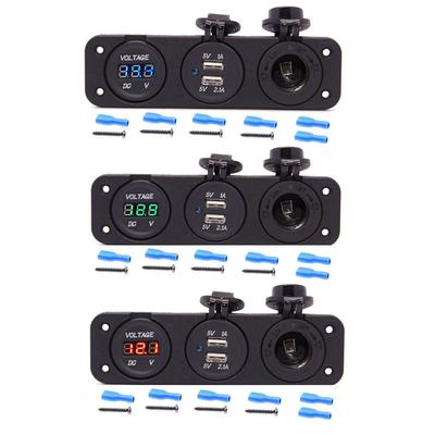 Three-Function Dual USB Charger + LED Voltmeter + 12V Socket Panel Rechargeable Power Adapter Suitable For Yacht Car Accessories