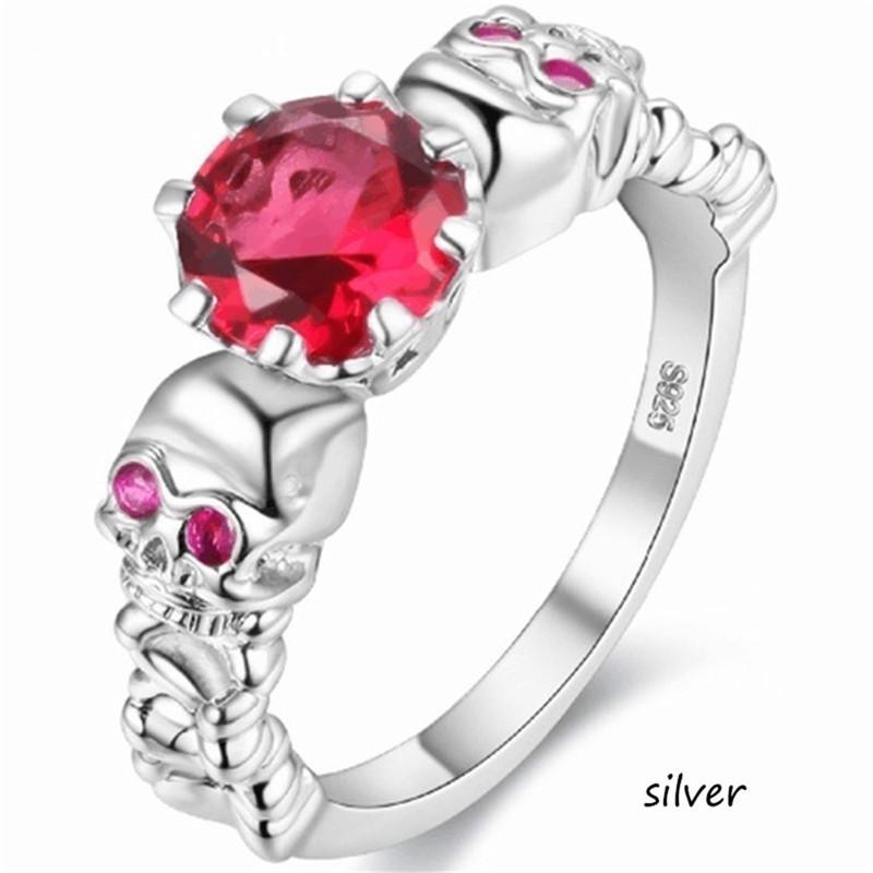 

Модное ретро-кольцо с цветовым разделением «Голова черепа», инкрустированное цветным цирконом и платиной 10 серебряный