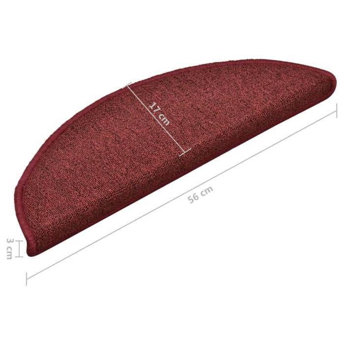 VidaXL Stair Treads 15 Pieces 56 X 17 X 3 Cm Bordeaux Semicircular 322372
