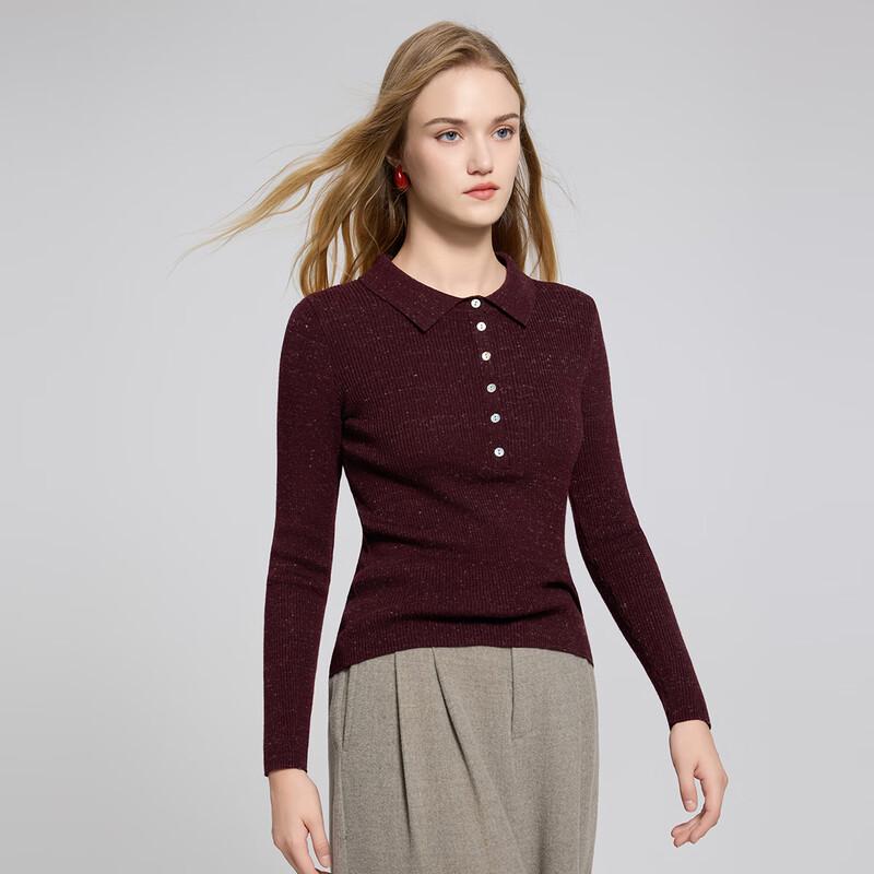 Women's Fashion Collared Long Sleeve Pullover Knit Top