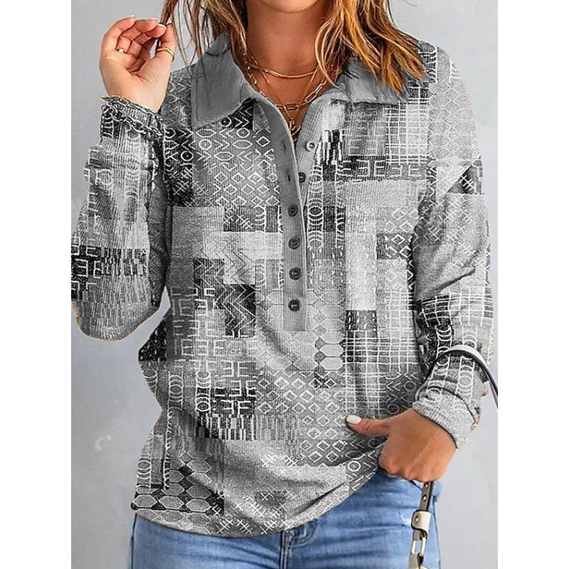 

JPNTKY Women s Fashion Casual Long Sleeve POLO Neck Blouses & Shirts XXXXXL сірий колір