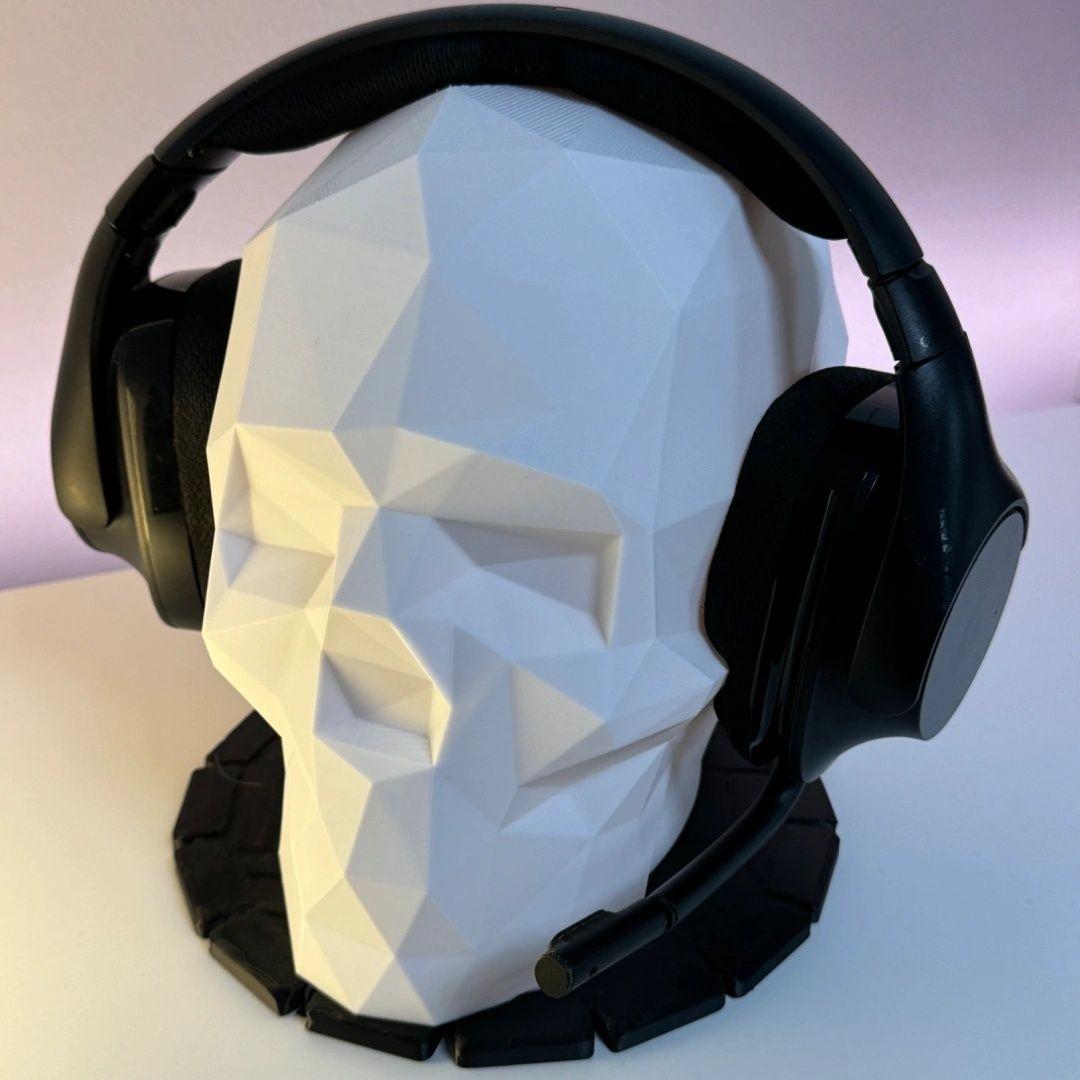 

Creative Skull Shaped Headphone Stand 3D Printing Geometry Hanging Rack Accessories Storage Rack Desktop Decoration білий